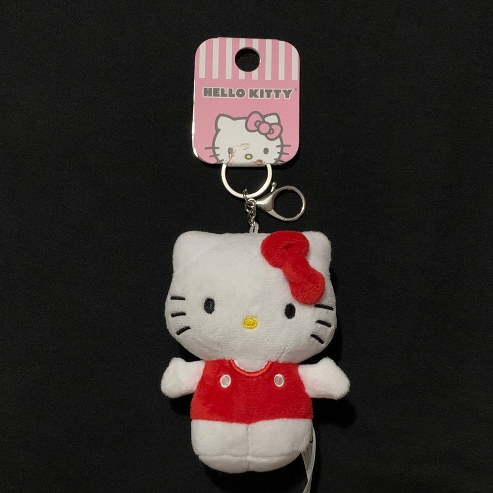 NWT Hello Kitty Red Overalls Keychain Bag Charm Plush